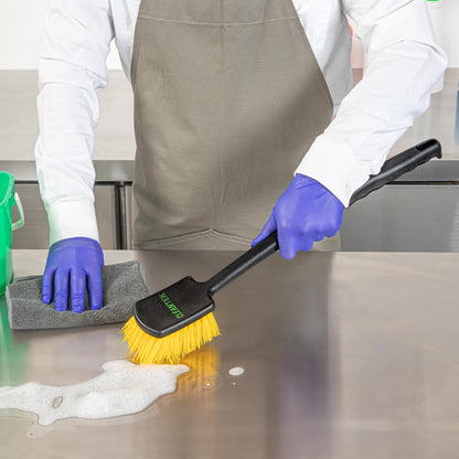 Restaurantware-Clean Tek Professional 10.24 Inch Utility Brush, 1 Heavy-Duty Scrub Brush - Plastic Bristles, Ergonomic Handle, Black Plastic Cleaning Scrub, Ideal for Indoor and Outdoor Cleaning