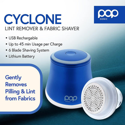 Fabric Shaver, Lint Remover Electric (Royal Blue) – Rechargeable, 6 Blade System, Fabric Lint Shaver w/LED Light | One-Touch Activation Pill Shaver for Clothes - Electric Lint Remover Fabric Shaver