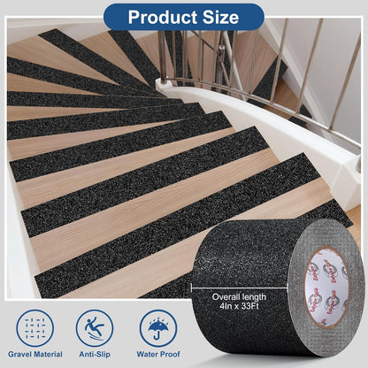 Anti Slip Tape 2 Inch x 16.5 Ft, Non Slip Waterproof Safety Grip Adhesive Traction Tape for Steps, Stair Treads and Ramps, Indoor & Outdoor Use