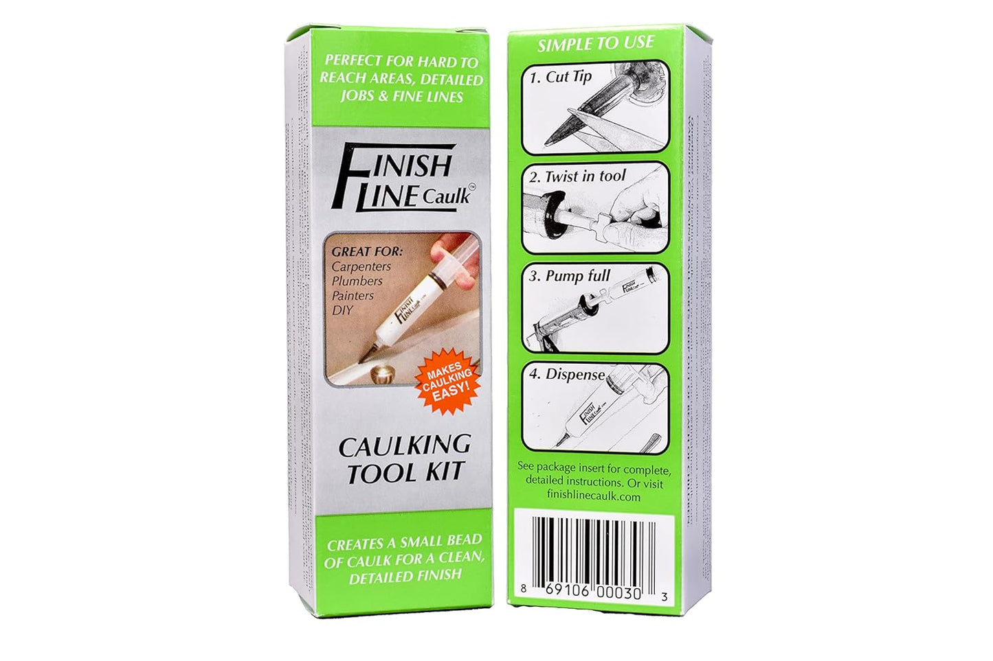 Precision Caulking Tool Kit – Syringe-Style Applicator with Small Replaceable Tips – Fine Detail Caulking, Small Cracks, Trim, and DIY Projects – Includes Filling System