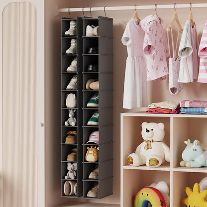 MAX Houser 10-Shelf Hanging Shoe Shelf Organizer, Hanging Shoe Storage for Closet,Pack of 2(Grey)