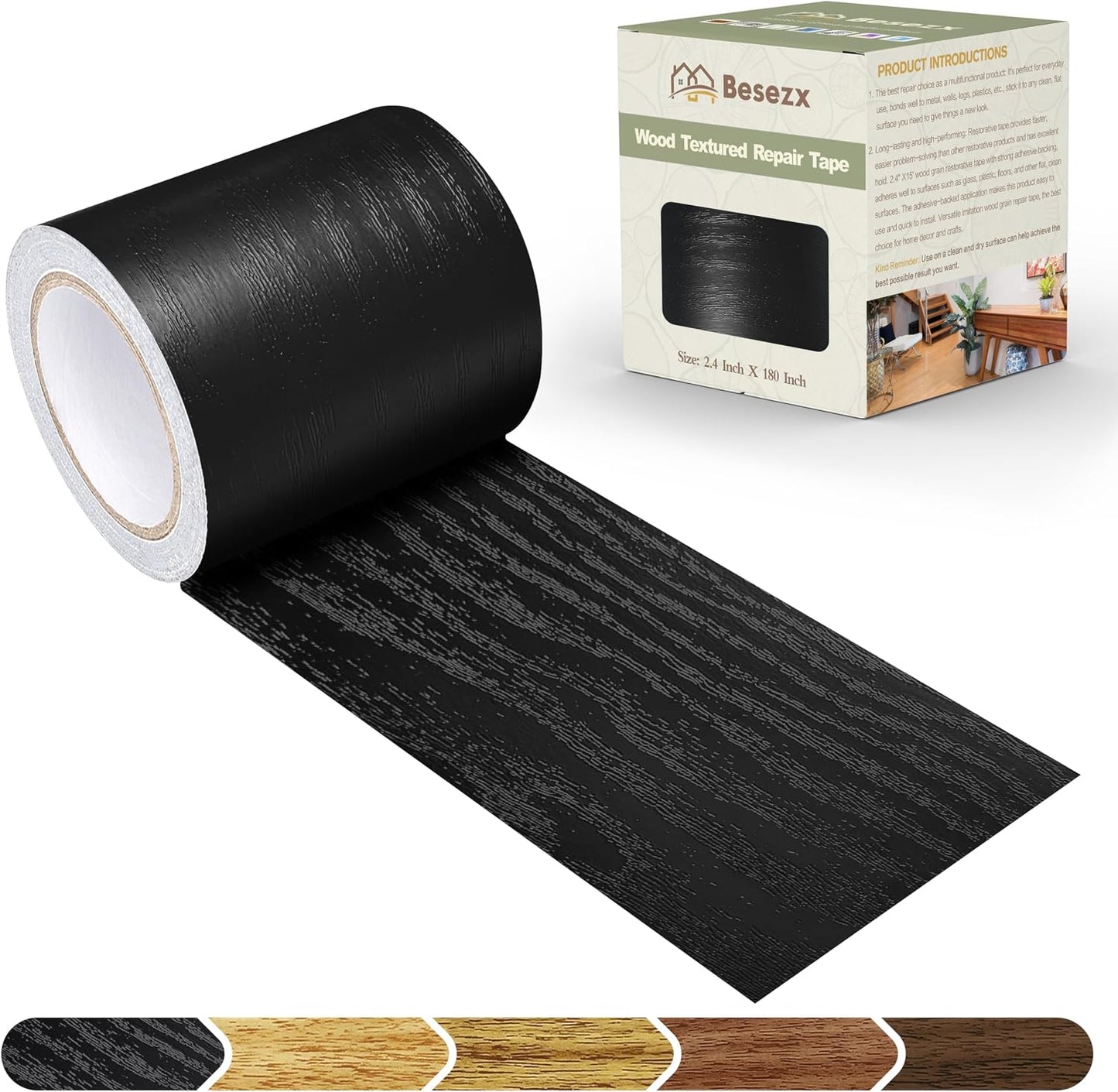 Besezx Wood Grain Repair Tape, 2.4" X15', Self Adhesive Wood Grain Repair Patch for Tables, Chairs, Baseboards, Doors, Windows, Floors, All Kinds of Furniture Renovation, Handicraft DIY. (Natural oak)