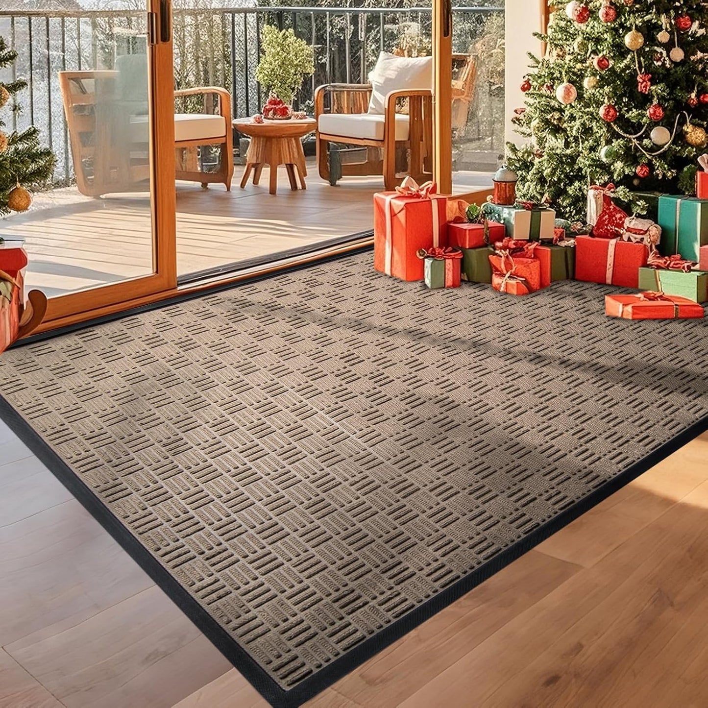 Mibao Front Door Mat, Heavy Duty Durable Welcome Mat for Outdoor Indoor, Dirt Trapper Waterproof Super Absorbent Door Mat for Entryway Outside Patio Porch, 29.5" x 17", Grey