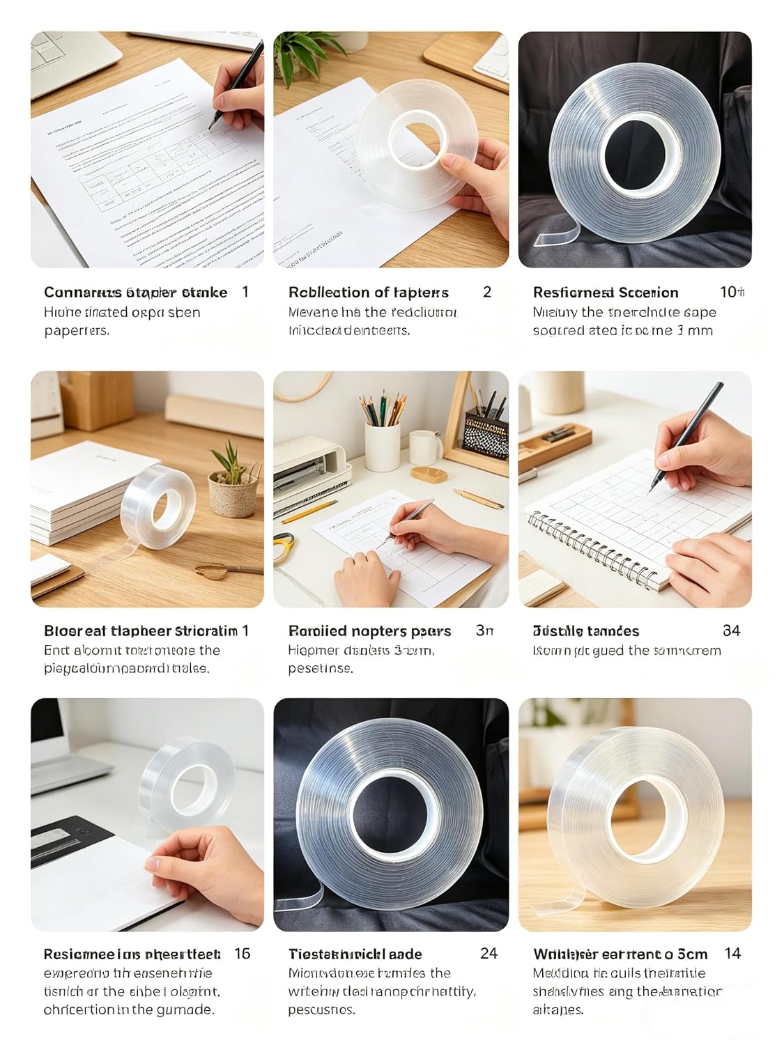 Double Sided Nano Tape Thick, Removable Washable Reusable Traceless Sticky Gel Grip Tape for Home Office Car Decor Carpet Poster Picture Hanging