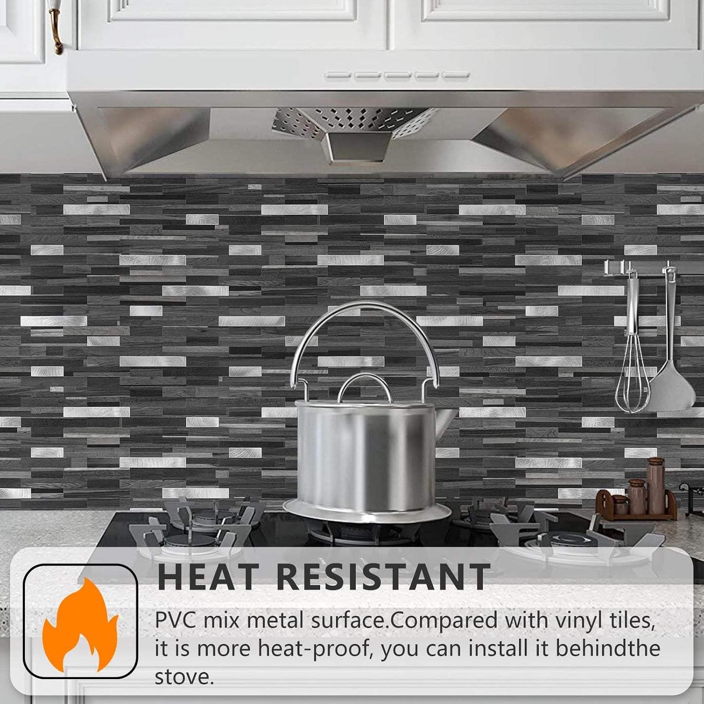 STICKGOO Peel and Stick Backsplash Tile, Stick on Backsplash for Kitchen and Bathroom, Volakas White Look PVC Mixed Metal Silver Self Adhesive Wall Tiles(Sample)