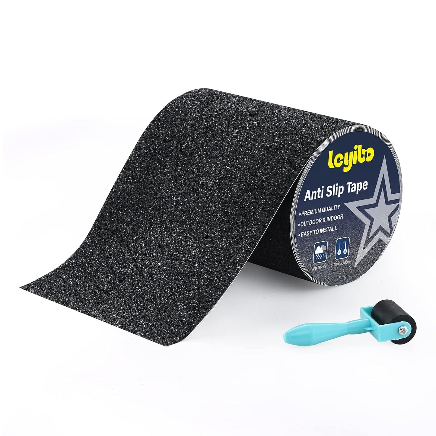 Anti Slip Tape with Glow in Dark Stripe for Stairs, 6”x35ft, Grip Tape for Stairs Steps for Outdoor/Indoor, Waterproof Non Slip Strips for Stair Treads, High Traction, Easy Install