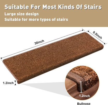 PURE ERA Carpet Stair Treads Tape Free Non Slip Indoor Stair Carpet Stair Protectors Pet-Friendly Non-Slip Skid Resistant Washable Reusable 8" x 30"(2 Pieces,Black)