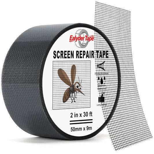 2″ X 30 FT Black Window Screen Repair Tape, Strong Adhesive Fiberglass Mesh Patch for Window & Door Screen Tears