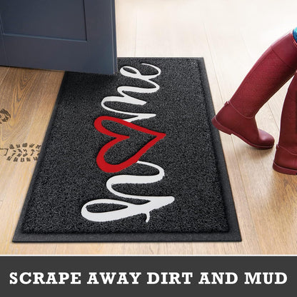 CozyBounty Black Door Mat Welcome Mats Outdoor Indoor Non-Slip Doormat for Entryway Low-Profile Floor Mat for Yard, Garage, High Traffic Areas (30"x17.5", Black)