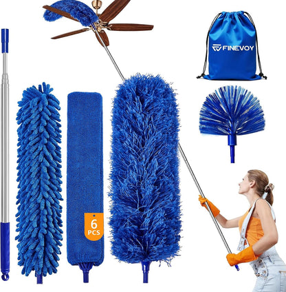 Dusters for Cleaning, Duster with Extension Pole 5 in 1 Kit, Cobweb Duster, Long Dusters for High Ceilings, Microfiber Dusters for Ceiling Fan, Blinds and Furniture