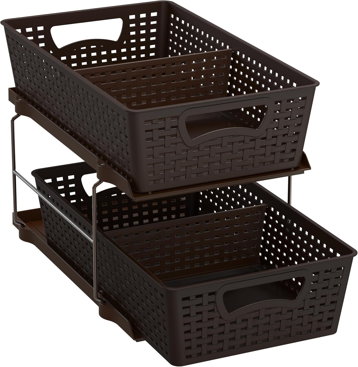 Simple Houseware 2 Tier Bathroom Organizer Tray Pull-Out Sliding Drawer/Under-Sink Storage, Clear