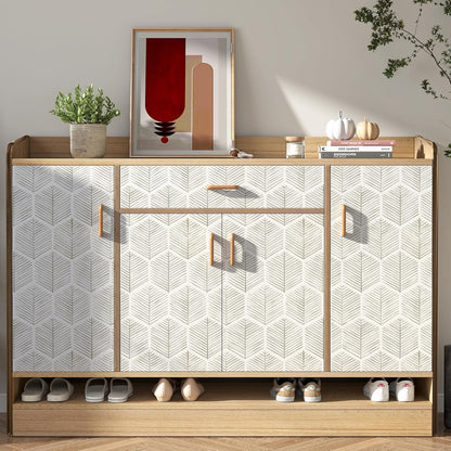 MelunMer 118In L 17.3In W Modern Peel and Stick Wallpaper Boho Contact Paper for Cabinets/Drawers Self Adhesive Removable Wallpaper for Bedroom/Bathroom Waterproof Geometric Contact Paper Beige/White