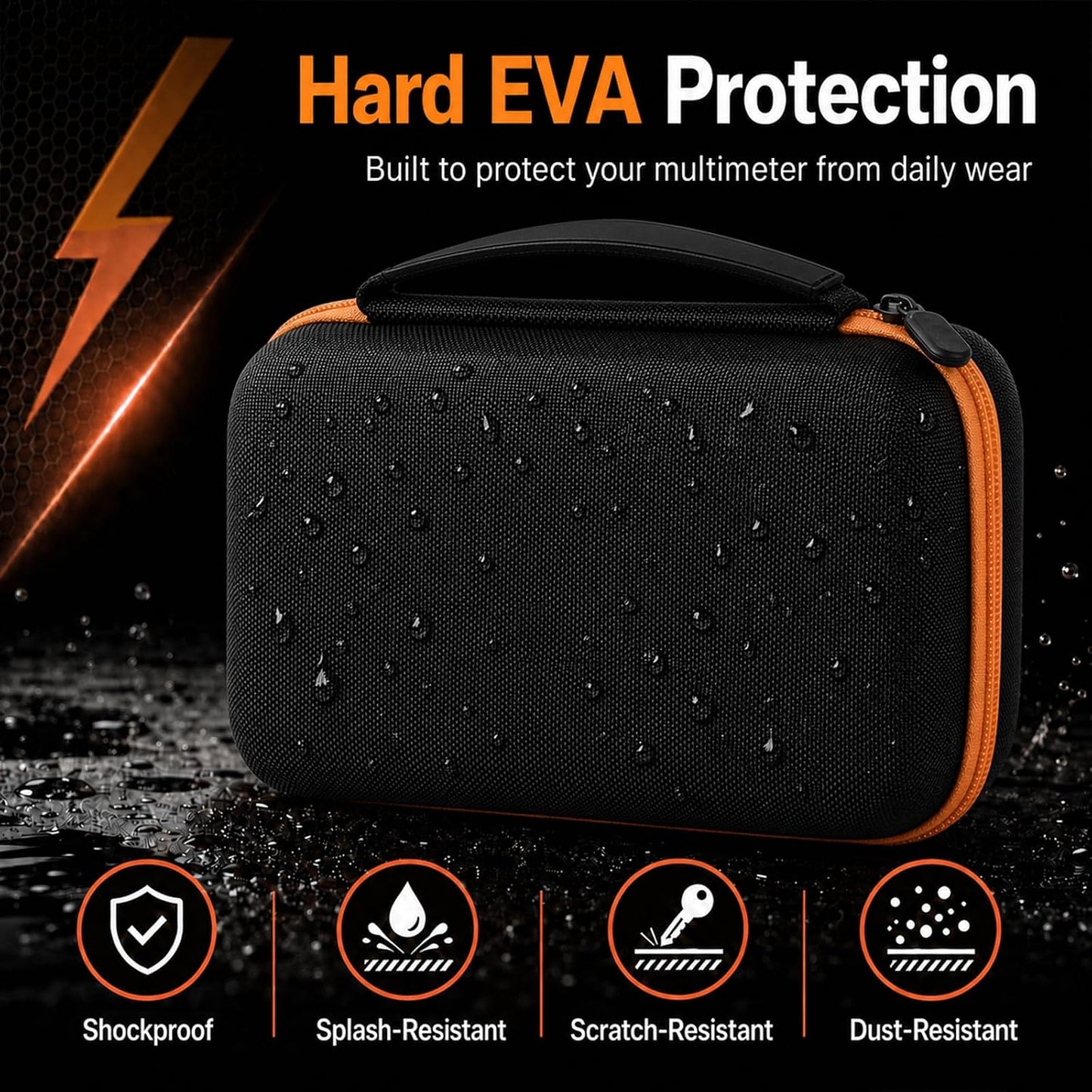 Comecase Hard Carrying Case for Fluke 87-V/ 88V/ 15B+/ 17B+ and More Digital Multimeter, Protective Travel Storage Bag - Black