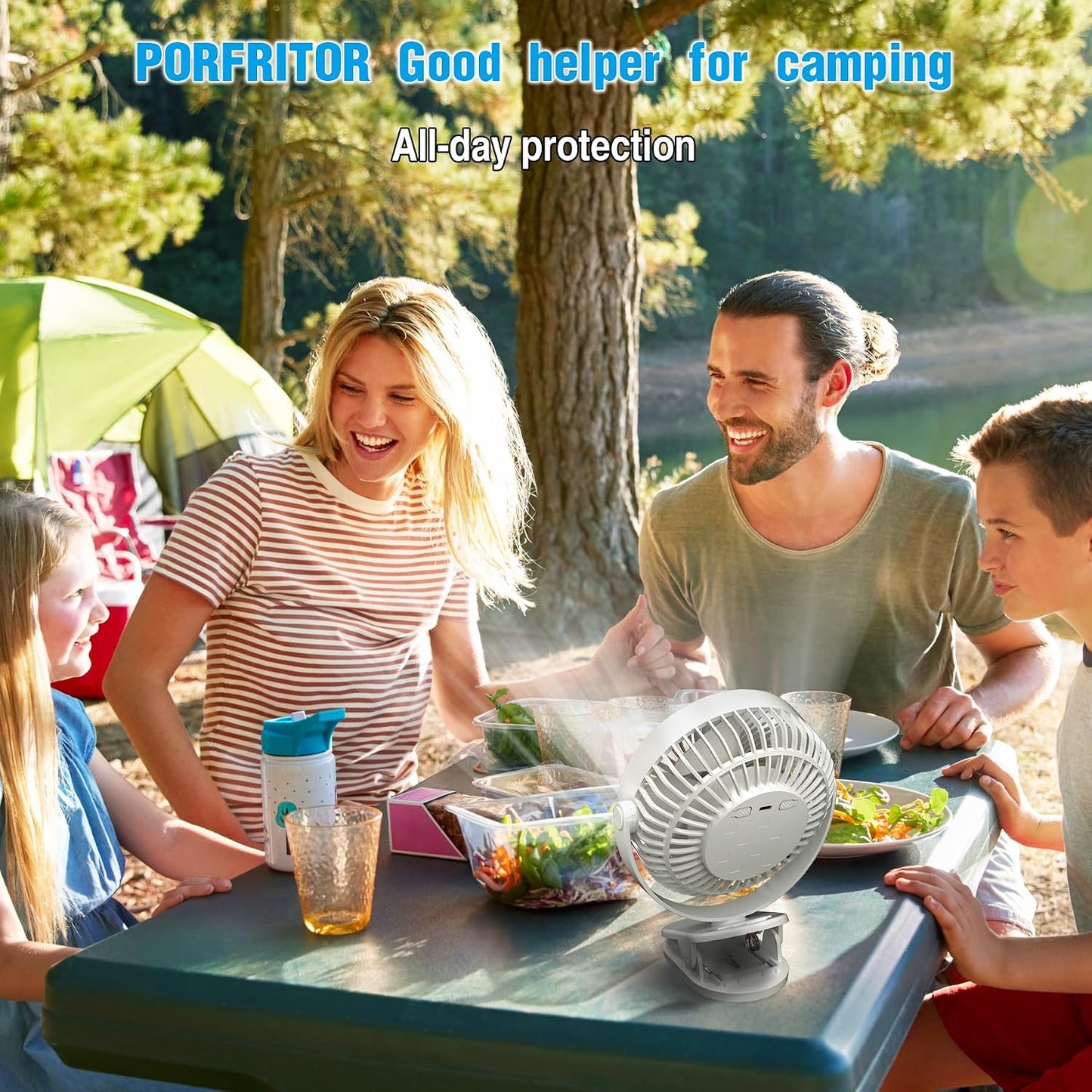 Clip on Fan Rechargeable, 8-Inch Battery Operated Desk Fan, USB Fan,5 Speeds, Strong Airflow, Sturdy Clamp for Golf Cart Office Desk Outdoor Travel Camping Tent Gym Treadmill,Black