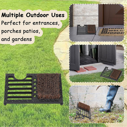 Cast Iron Boot Brush Scraper Outdoor, Black Heavy Duty Boot Scrubber Brush with Angled Design, Outdoor Shoe Scrapers with Brushes, All Weather Boot Scraper for Home Porch Entryway Garden Farmhouse