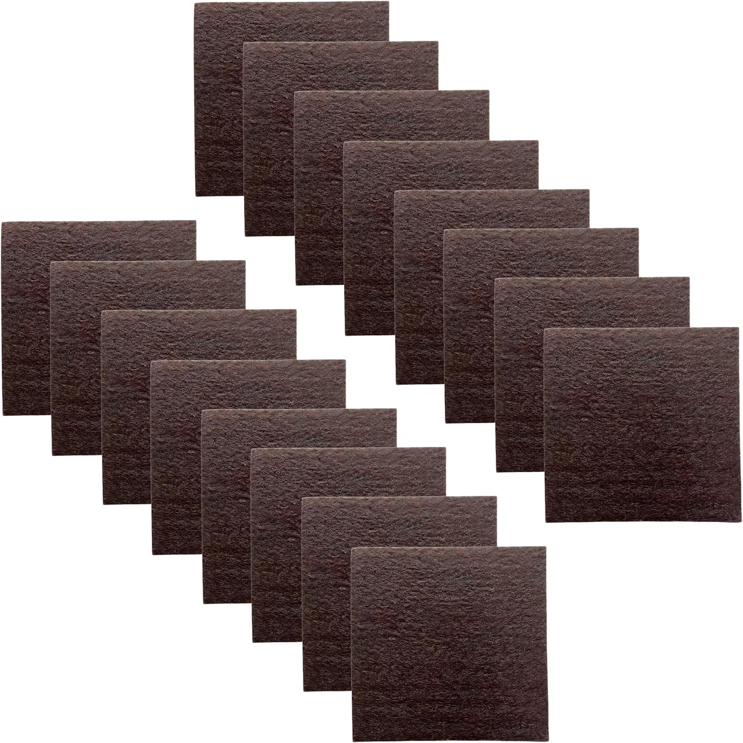 16PCS 3” Square Felt Furniture Pads, Self Adhesive Cuttable Chair Leg Pads Anti Scratch Floor Protectors for Hardwood Laminated Tile Cabinet Surface Protector, Brown