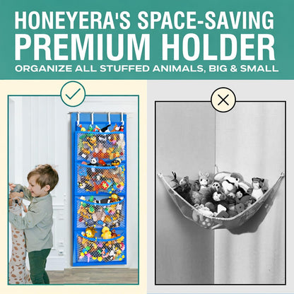 Honeyera The Original Stuffed Animal Storage (Patented) - Over Door Organizer for Stuffies, Baby Ideas Holder, Toy Plush Hammock Hanging Net Big Girls Toddler Large Bag Animals Stuffy Behind