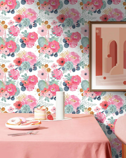 Floralplus Floral Wallpaper Peel and Stick Removable Wallpaper Boho Renter Friendly Dark Flower Wallpapers Contact Paper for Walls Cabinet Bedroom Bathroom Decor 17.5 in x 118 in