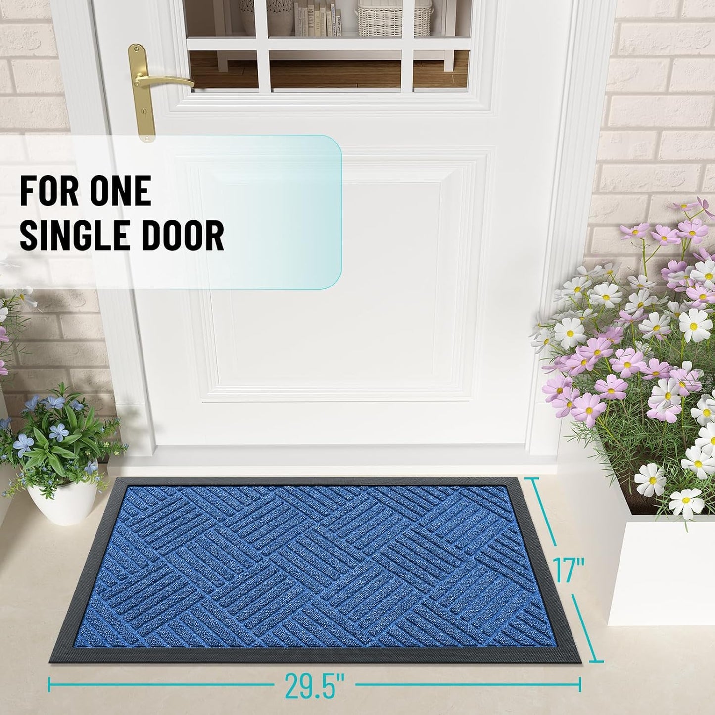 OLANLY Front Door Mat Outside Entrance 29.5x17, Absorbent, Heavy Duty Sturdy Natural Rubber Doormat Indoor Outdoor, Stain and Fade Resistant, Non-Slip Low Profile Floor Mat for Entryway, Grey Diamond