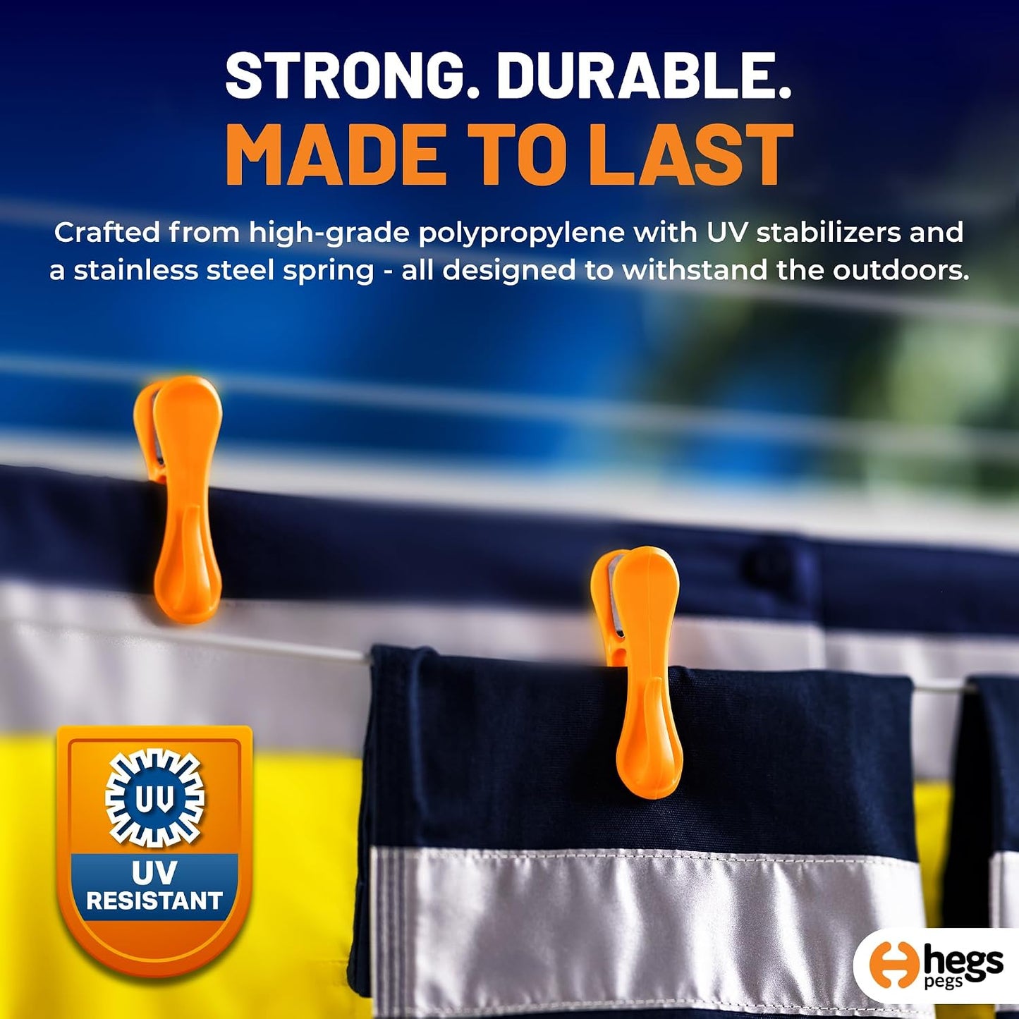 Hegs 24 Pack Multi-Color - The Smartest Heavy Duty Clothespins with Hooks - Hang 3 Garments at Once with Our Tough, Dual Hooks Clothes Pins with Anti-Rust Spring - Durable, Colorful Clothespins