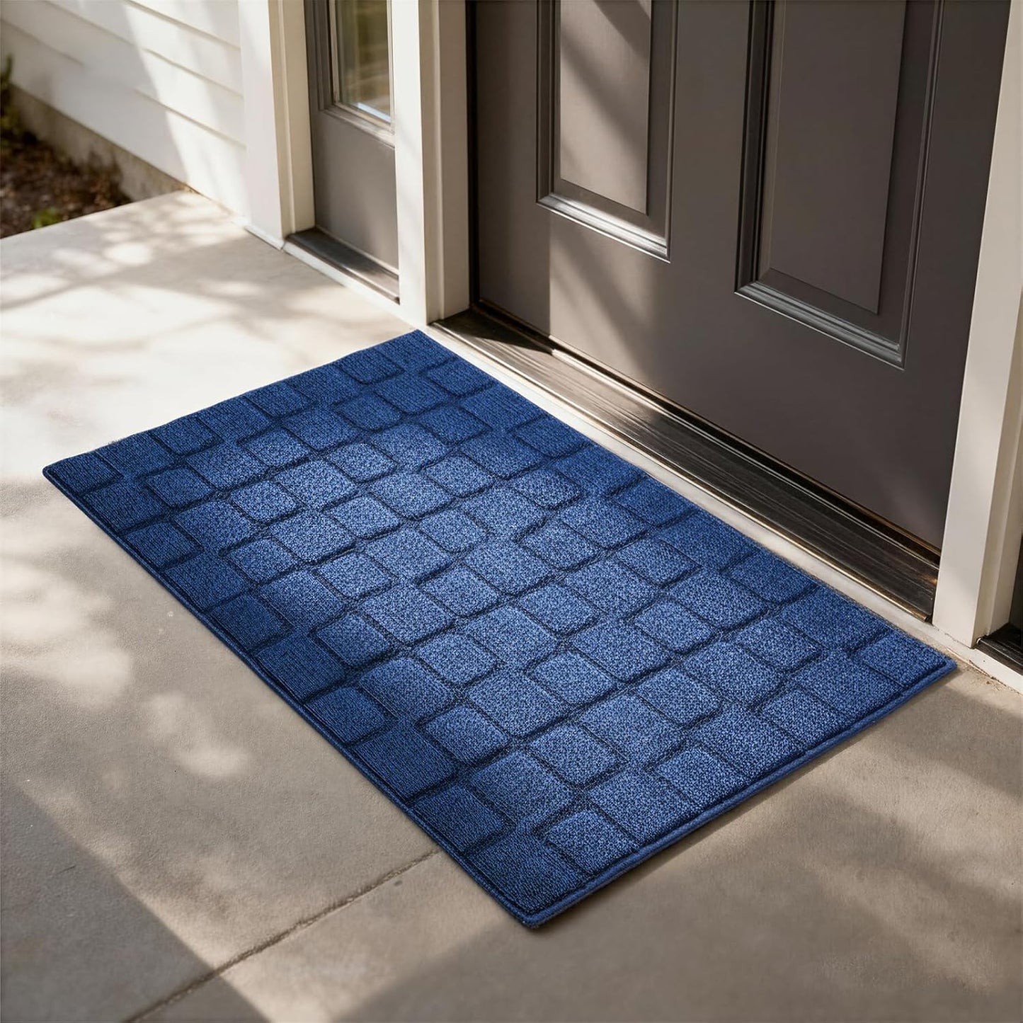 Front Door Mat Outside Entrance, Outdoor Indoor Door Mats for Entryway, Entrance, Entry, Patio, Waterproof Non Slip Doormat, Low-Profile, 20" × 31.5“, Black