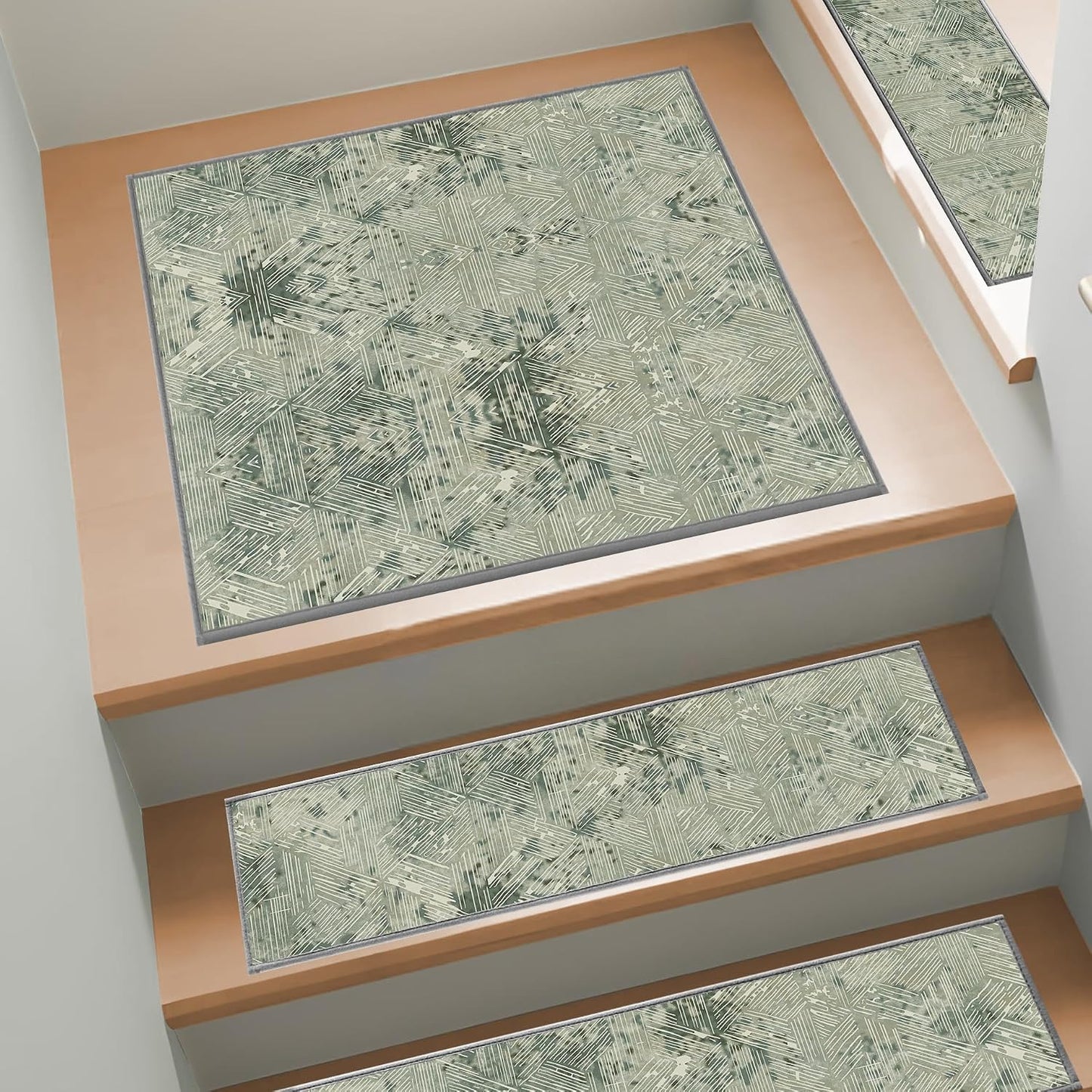 Non Slip Stair Treads for Wooden Steps, 15 Pack 8"x30" Washable Carpet | 8x30 in soft chenille polyester stair treads with reusable TPE backing for indoor wood stairs, dogs, kids, and seniors