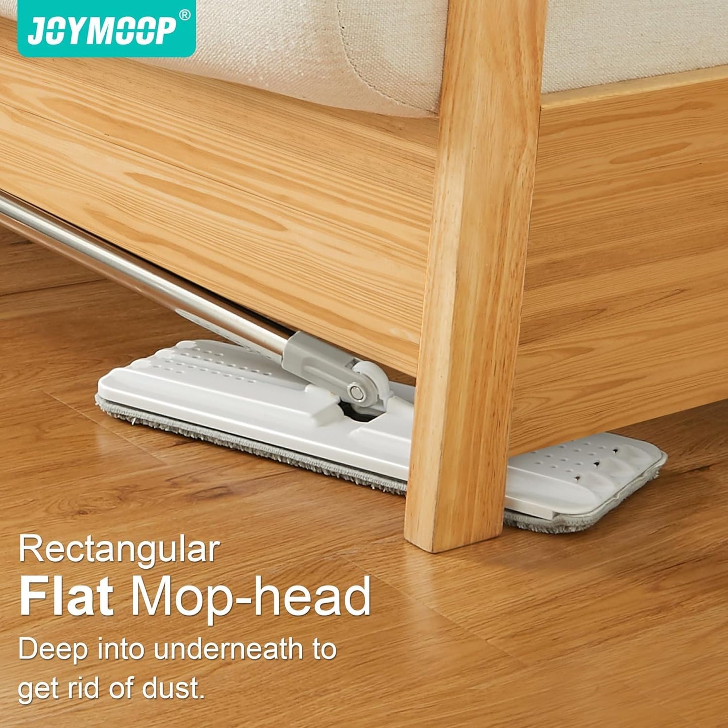 JOYMOOP Mop and Bucket Set, Flat Mops for Floor & Wall Cleaning, Commercial & Household Use, Hardwood Floor Mop with Long Handle & 4 Microfiber Pads