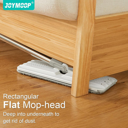JOYMOOP Mop and Bucket Set, Flat Mops for Floor & Wall Cleaning, Commercial & Household Use, Hardwood Floor Mop with Long Handle & 4 Microfiber Pads