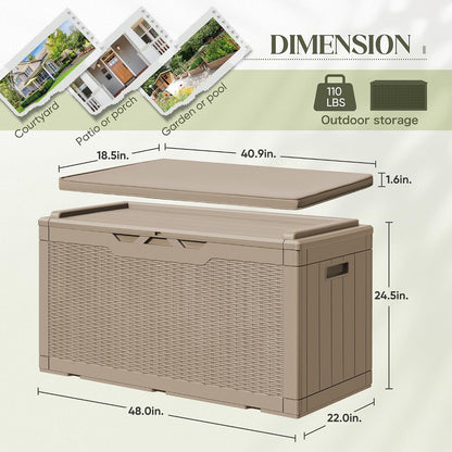 Greesum Outdoor Storage Box 82 Gallon Storage Bin with Lid for Patio Furniture, Garden Tools, Pool Supplies, Waterproof and UV Resistant, Lockable, Black
