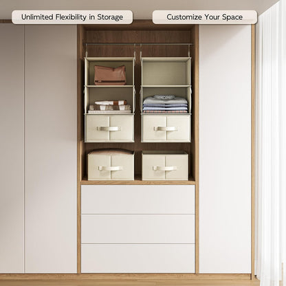 Vailando 6-Shelf Hanging Closet Organizer with 3 Drawers, 2 Separable 3-Shelf Closet Organizers and Storage for Wardrobe Organization, Hanging Dresser for Nursury & Dorm Clothes Organizer