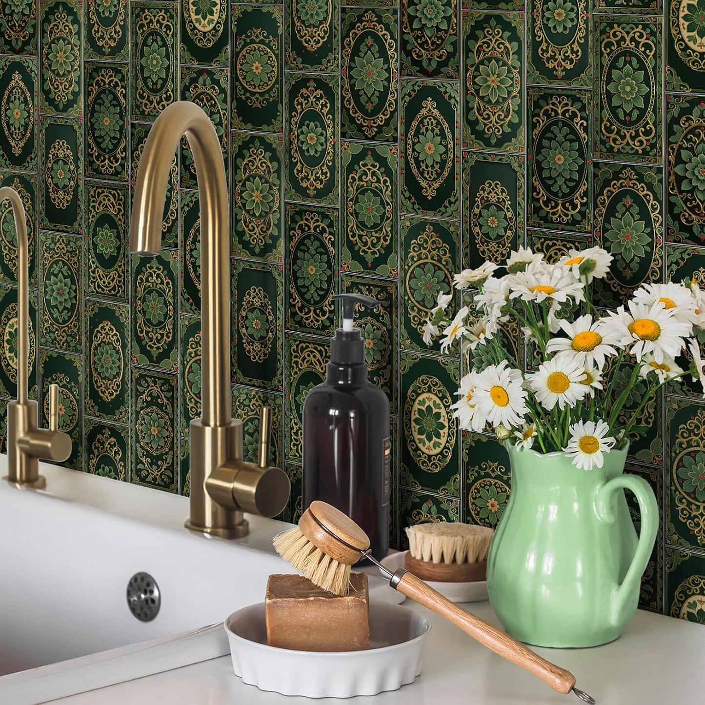 VICCI 32Pcs Tile Decals - Peel and Stick Kitchen Backsplash - Decorative Wall Tiles Stickers 8" x 4" Self-Adhesive Waterproof Removable for Bathroom Cabinets Home DIY Projects Decor