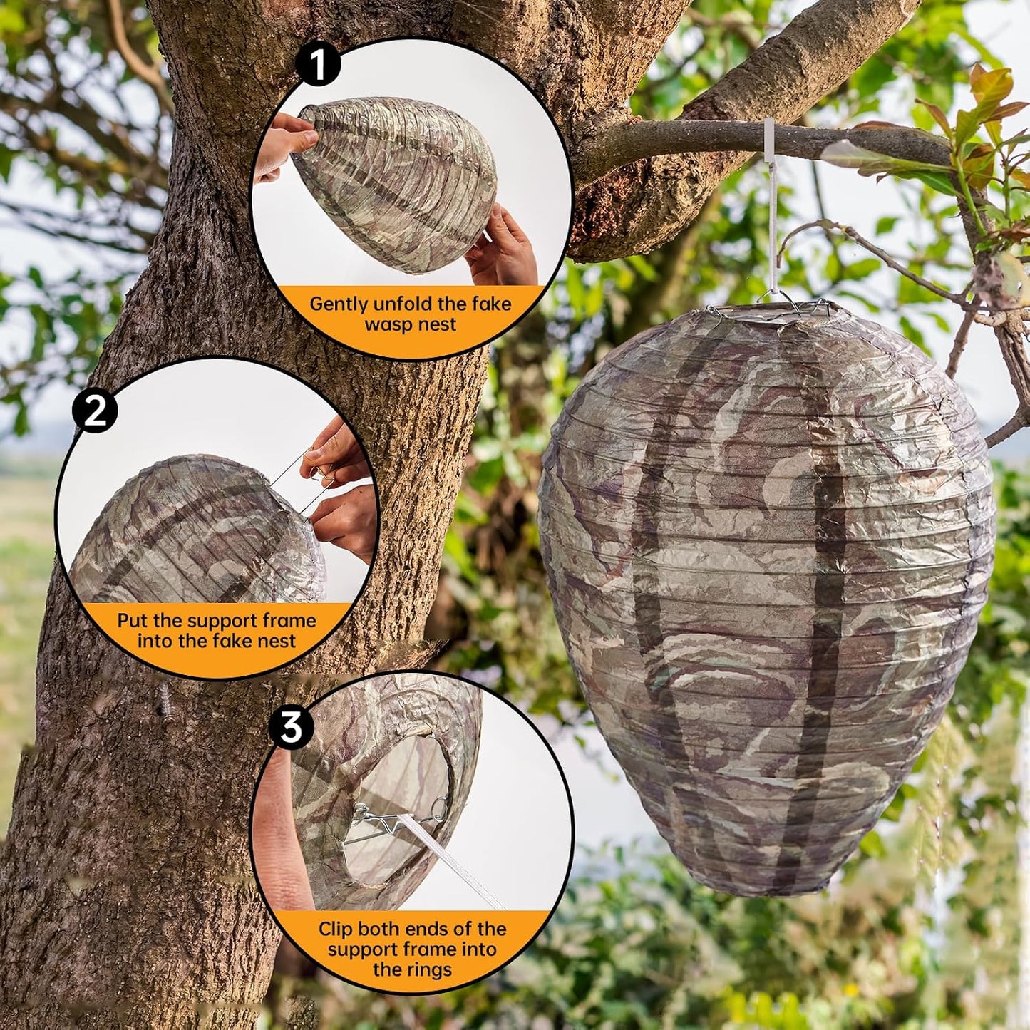 4 Pack Hanging Paper Fake Wasp Nests for Home(Brown)