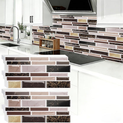 24 Sheet Peel and Stick Tile Backsplash Sticks for Kitchen 10"x 5" Back Splashes Self Adhesive Waterproof Tile Wall Paper for Bathroom Kitchen Backsplash, RV, Fireplace, Black/White Marble Look