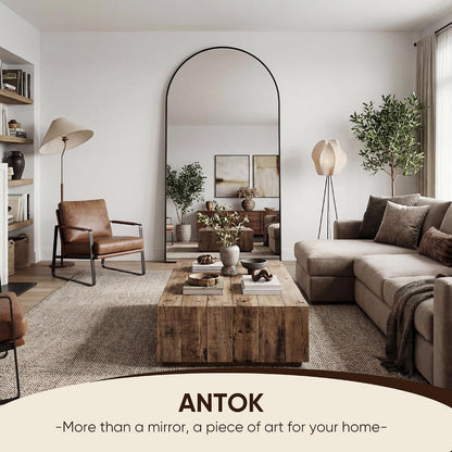 Antok 58" x19” Arched Full Length Floor Mirror, Gold Aluminum Frame, Free Standing/Wall Mount/Leaning for Bedroom, Living Room, Dressing Room