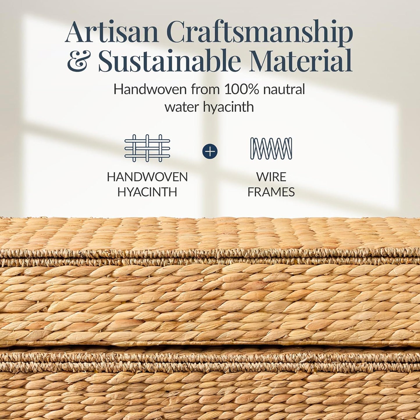Best Choice Products Under Bed Storage Containers W/Lid, Wheels and Handles, 2-Pack Large Handwoven Water Hyacinth Closet Organizer, Shoe Storage Bins, Multi-Purpose Nesting Baskets - Natural
