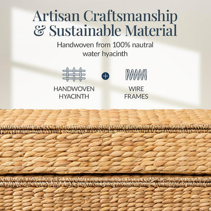 Best Choice Products Under Bed Storage Containers W/Lid, Wheels and Handles, 2-Pack Large Handwoven Water Hyacinth Closet Organizer, Shoe Storage Bins, Multi-Purpose Nesting Baskets - Natural