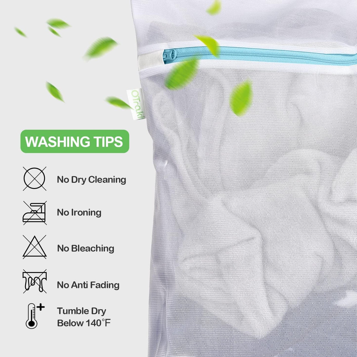 OTraki Large Mesh Laundry Bags 28x35 inch Zipper Mesh Lingerie Bags for Washing Delicates Net Laundry Mesh Bag Machine Washable for Dorm Hotel Camp Don't Drying, Melting 140-176℉, White