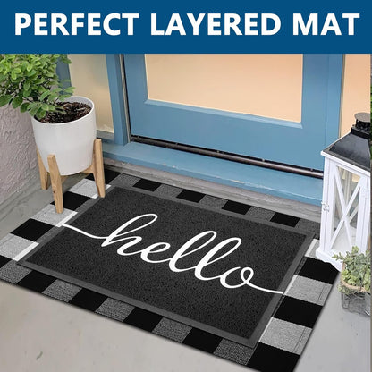 EARTHALL Door Mat Outside Inside Home Doormat, 30"x17.5", Durable Floor Mat Non Slip Mat Ultra Absorb Mud Easy Clean Front Doormat for Garage, Entryway, Patio, High Traffic Areas, Black