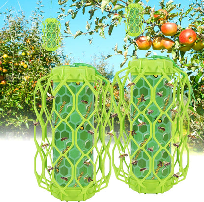 4 Pack Wasp Trap Outdoor Hanging, Carpenter Bee Catchers for Outside(Green) | Reusable Traps with 8 Sticky Refill Sheets, Bee Killer for Hornet Mud Dauber Yellow Jacket, Bug Catcher