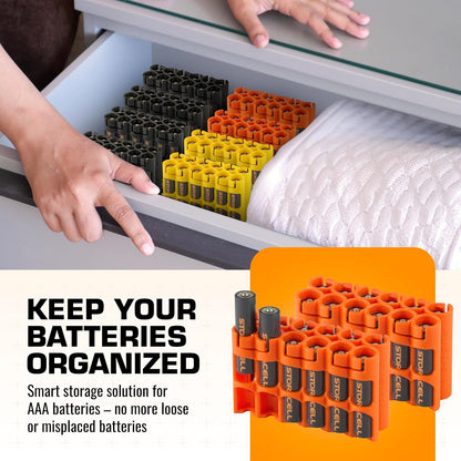 AAA Battery Storage Caddy by Storacell, Yellow, Holds 12 Batteries (Not included)