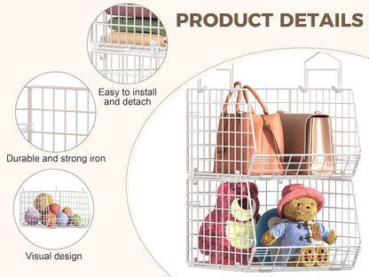 8-Tier Extended Depth Hanging Closet Organizers and Storage for Closet System, Stackable Closet Shelves with 4 Adjustable Dividers for Clothes Sweaters Purses, Wire Hanging Basket Fits Closet Laundry