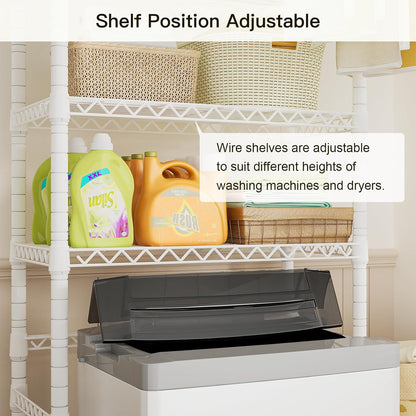 Ulif U11 Over Washer and Dryer Shelves, 3 Tiers Laundry Room Storage and Organizer Standing Shelf, Metal Freestanding Clothes Drying Rack, 33.9" W x 19.7" D x 77.6" H, Black