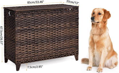 Laundry Hamper with 3 Removable Liner Bags; 132L Handwoven Rattan Laundry Basket with Lid & Heightened Feet; Clothes Hamper with Side Handles; Laundry Sorter with 3 Separate Sections