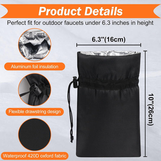 2 Pack Outdoor Faucet Covers for Winter Freeze Protection, Thickened 10"H x 6.3"W Outside Garden Faucet Socks,Waterproof Insulated Hose Bib Spigot Cover with 420D Oxford Fabric & Aluminum Foil