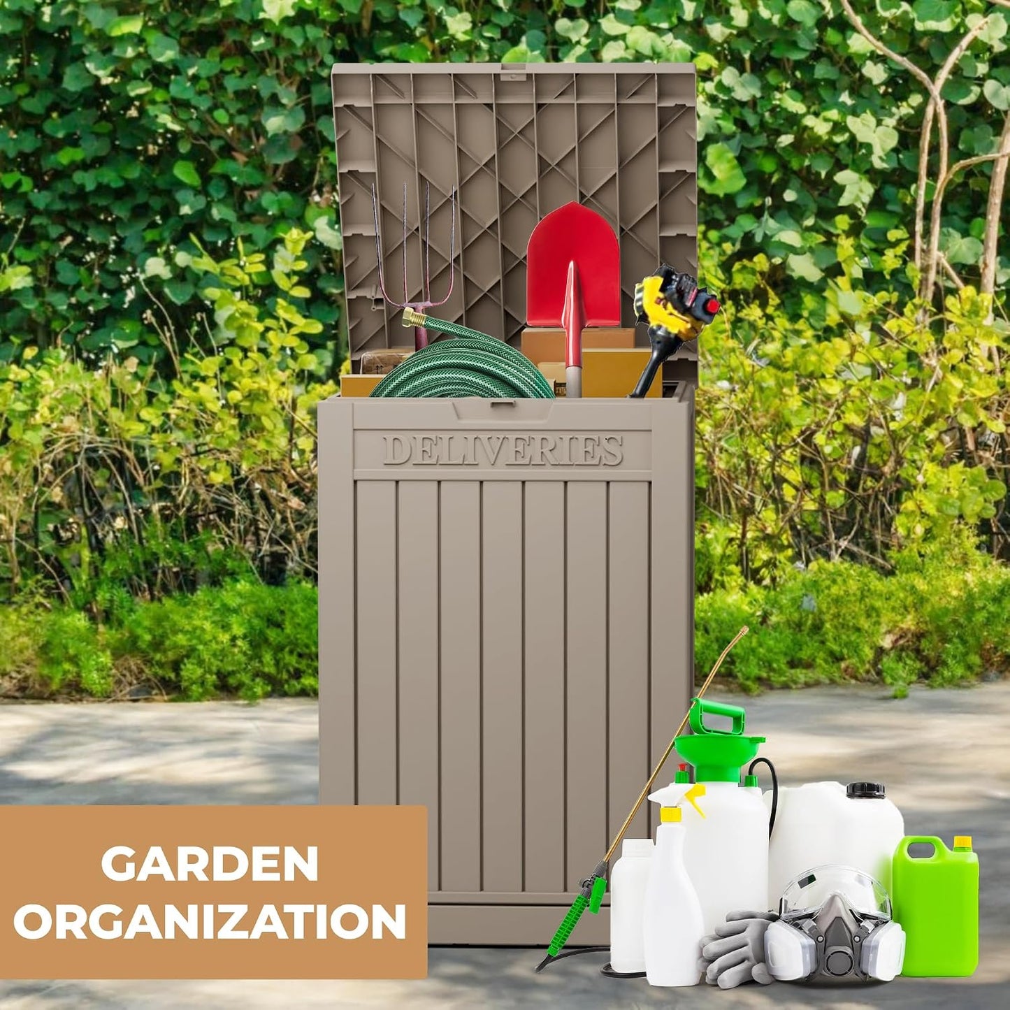 230 Gallon Large Outdoor Storage Box Waterproof, UV Resistant Resin Deck Box with Hydraulic Rod & Lockable Latch for Patio Furniture, Outside Storage Box for Garden Tools, Patio Cushions, Black