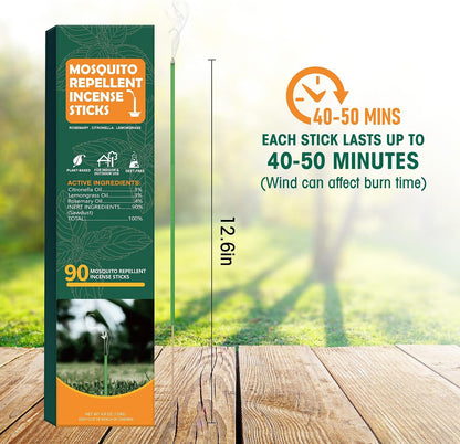90 pcs Mosquito Repellent Outdoor Patio Sticks, Citronella Repellent Incense Sticks, Natural Essential Oil Incense, Repel Mosquito for Indoor, Patio, Camping, Fishing