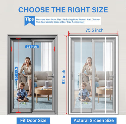 Magnetic Screen Door Upgraded PET Mesh Stronger Than Fiberglass and Polyester,Hands Free,Keeps Bugs Out,Pet & Kid Friendly,Suitable for Sliding Door,Large Patio Door and French Door-72''x80''