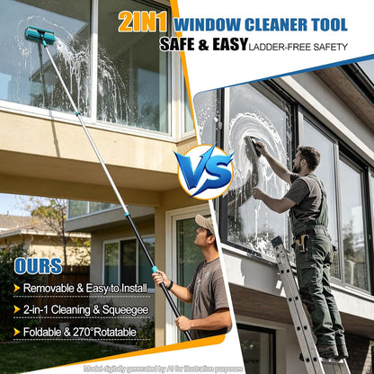 FIDISP 20FT High Ceiling Duster Kit, 4.5–12ft Heavy Duty Extension Pole, 9PCS with Hooks, Telescoping Duster, Fan Cleaner & Web Brush, Commercial/Home Use for Windows, Fans, Ceilings & Outdoor