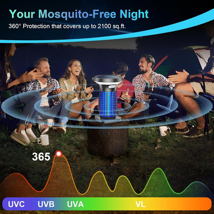 PhatroyYee Solar Bug Zapper Outdoor, 3-in-1 Mosquito Zapper Outdoor Solar Powered, Cordless Electric Bug Zapper Indoor with Night Light, Waterproof Fly Zapper for Patio Backyard Home Kitchen Camping