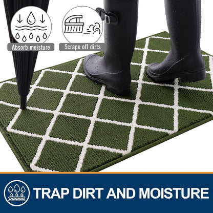 Finchitty Indoor Door Mat, Dirt Resistant and Absorbent, Low-Profile, Non-Slip, Washable Inside Floor Mats for Front Door, Back, and Entrance, 32" x 20", Grey